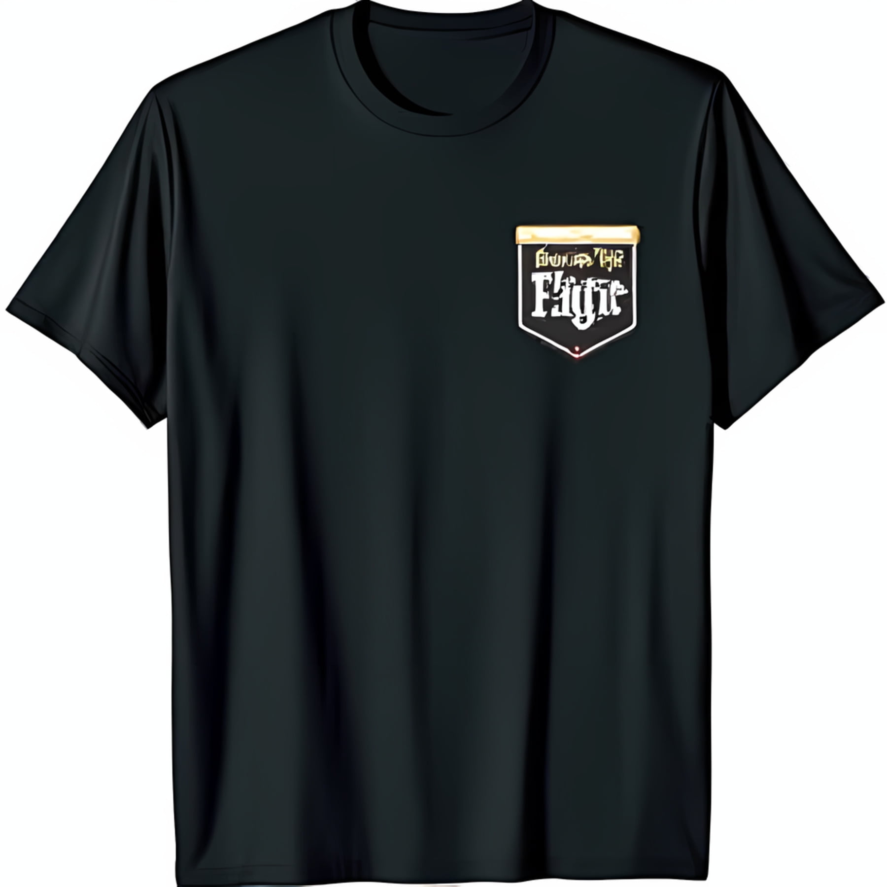 Black TShirt with Gold Embrace The Fight Design on Chest