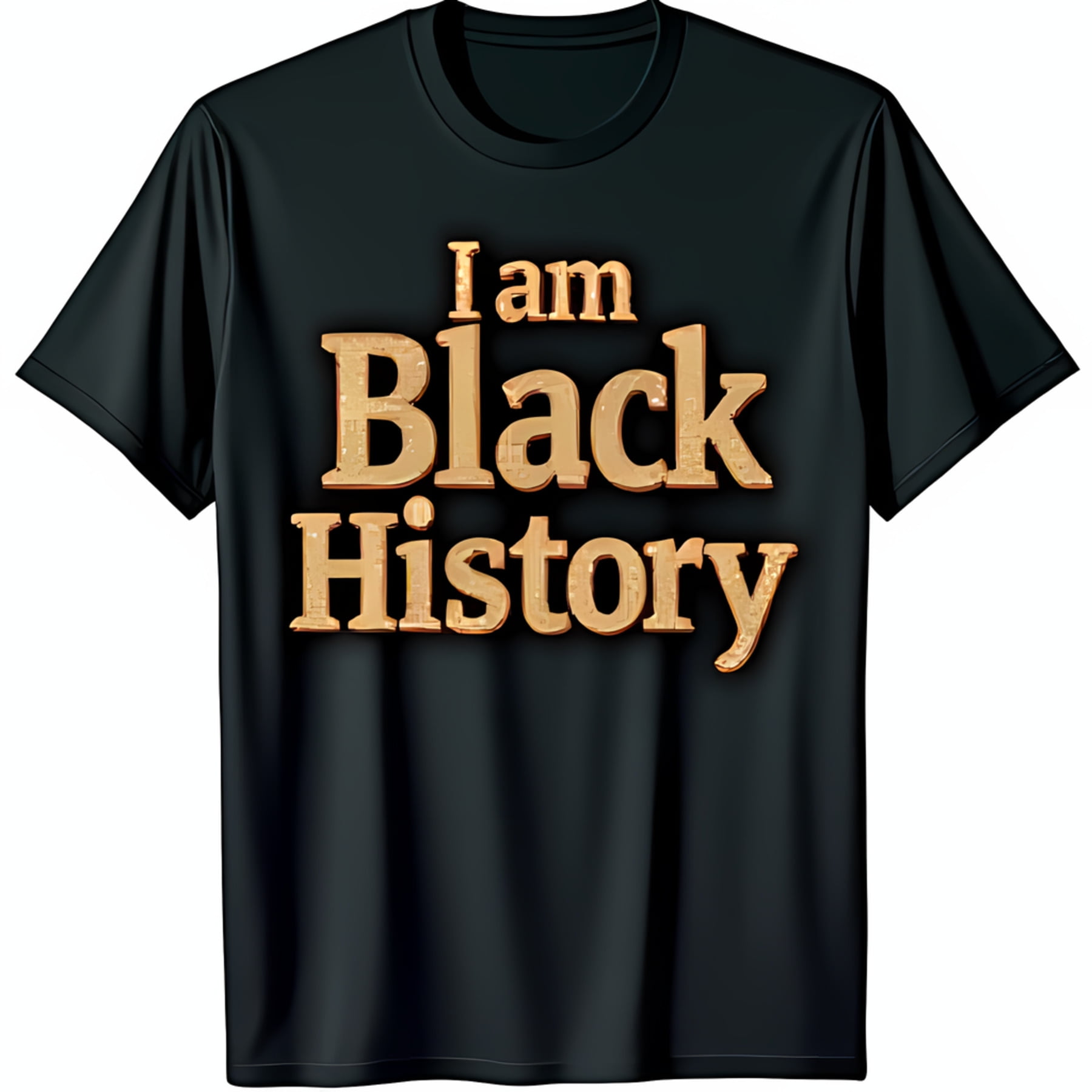 Black TShirt with Gold Glitter I am Black History Statement Design