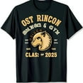 Black TShirt with Gold Graphic & 'Ost Rincon S M I C A ' Design Class