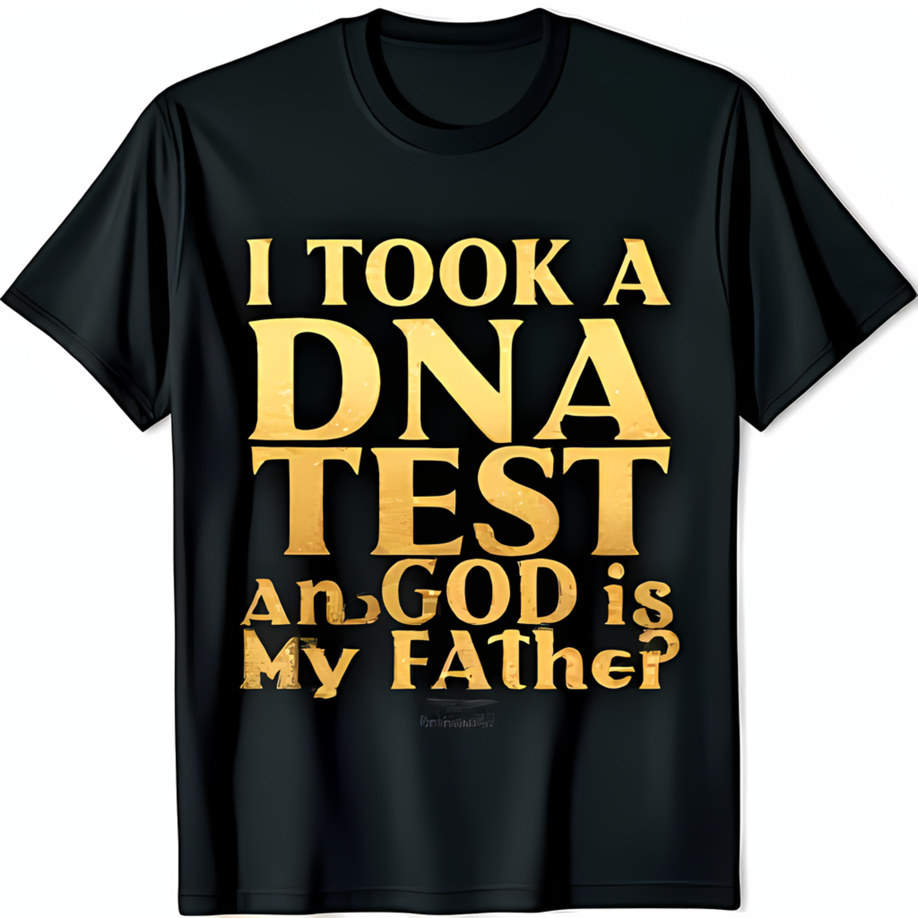 Black TShirt with Gold I Took a DNA Test and GOD is My Father Print