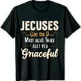 thumbnail image 1 of Black T-Shirt with Gold Jecuses Design the J & Miot azal Thas Text, 1 of 5