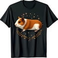 thumbnail image 1 of Black T-Shirt with Gold Laurel Wreath and Guinea Pig Illustration Cute Pet Design, 1 of 5