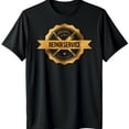 thumbnail image 1 of Black T-Shirt with Gold Repair Service & Crossed Screwdrivers Design, 1 of 5