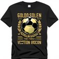 Black TShirt with Gold Soccer Ball Graphic & Laurel Wreaths Goldd