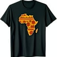 Black TShirt with Gold and Red African Continent Outline Cultural