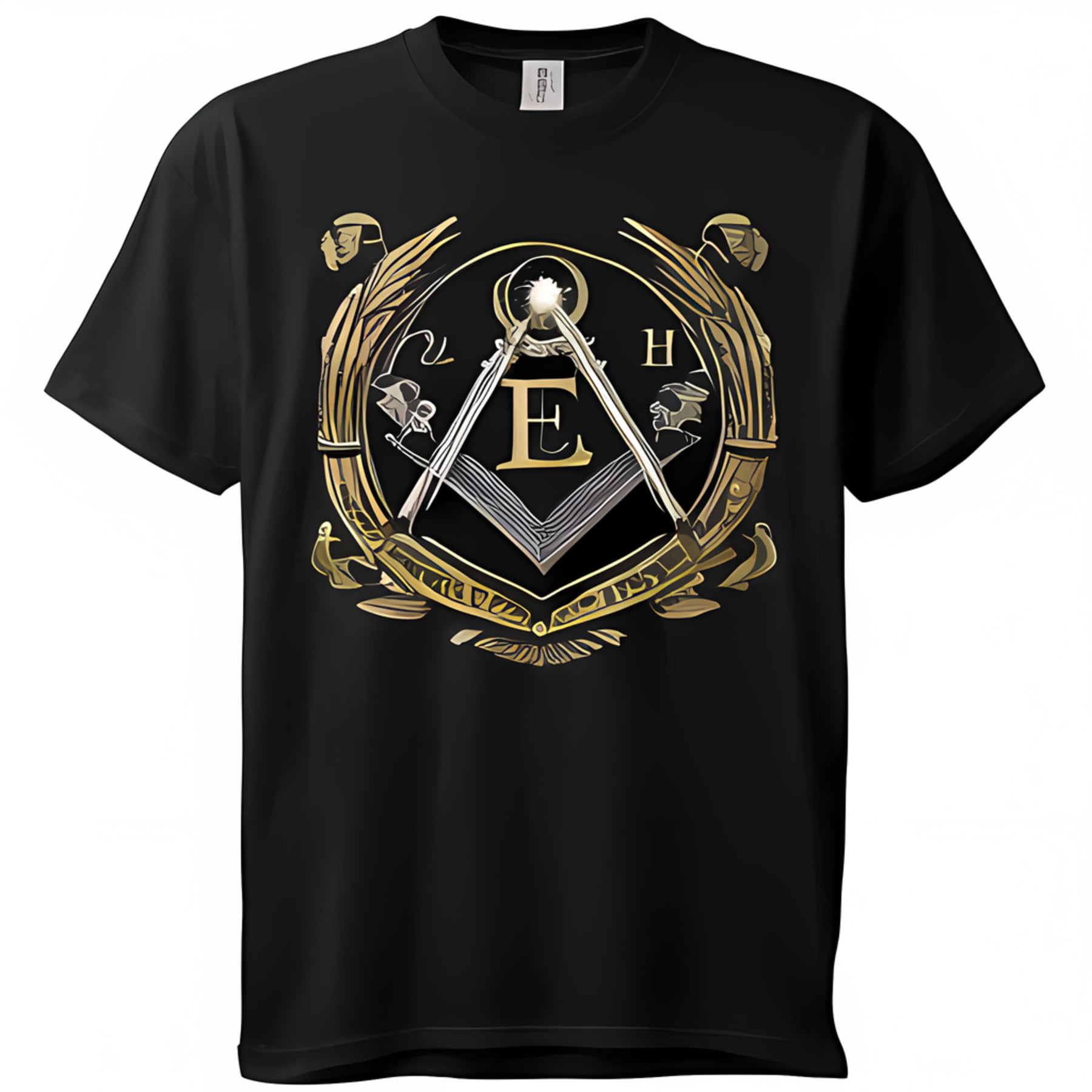 Black T-Shirt with Golden Masonic and 'E' LetTeers Styleish and ...