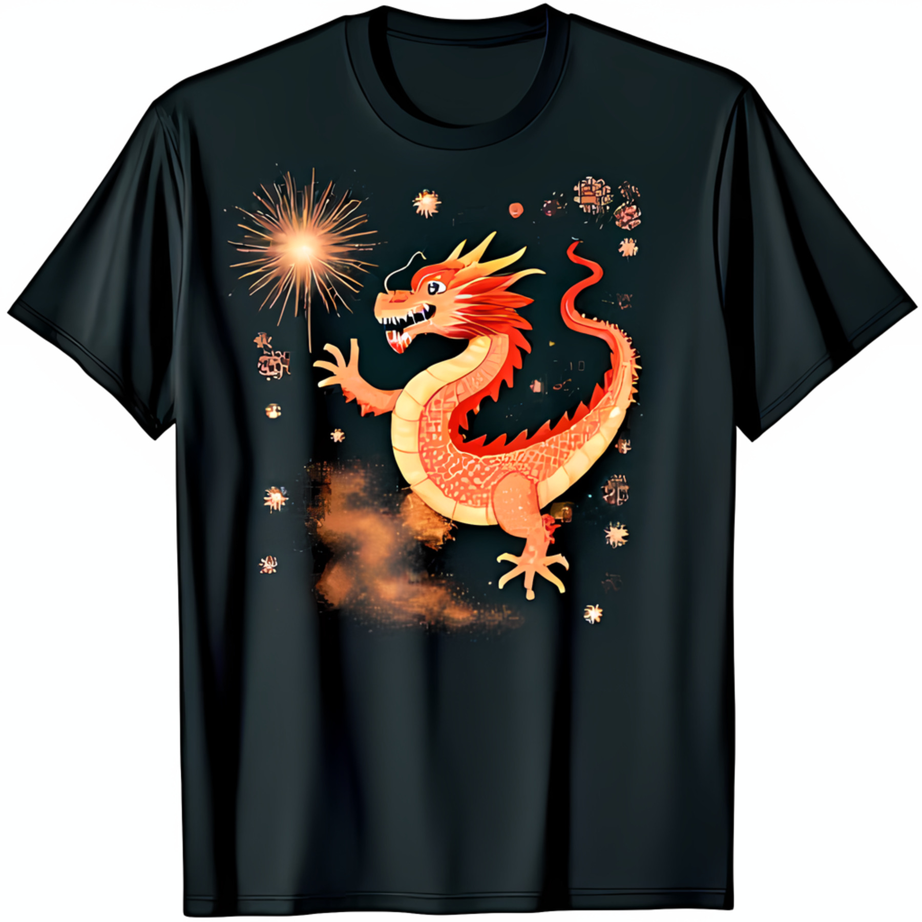 Black TShirt with & Golden Sparks Graphic for Lovers