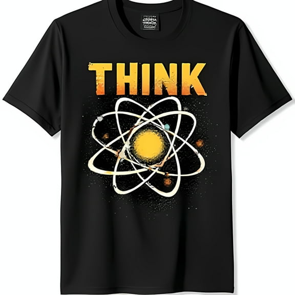 Black T-Shirt with Graphic & Design THINK Print