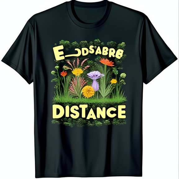 Black T-Shirt with Graphic & SOCIAL DISTANCE Banner