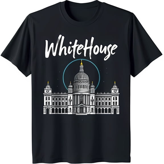 Black T-Shirt with Hand Drawn Graphic & 'Whitehouse' Text
