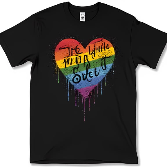 Black T-Shirt with Heart Design & Dripping Effect The World Must See It Graphic Tee
