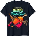 thumbnail image 1 of Black T-Shirt with Heart Graphic & Crossed Tools 'I PEOPLE BEAUTIFUL' Design, 1 of 5