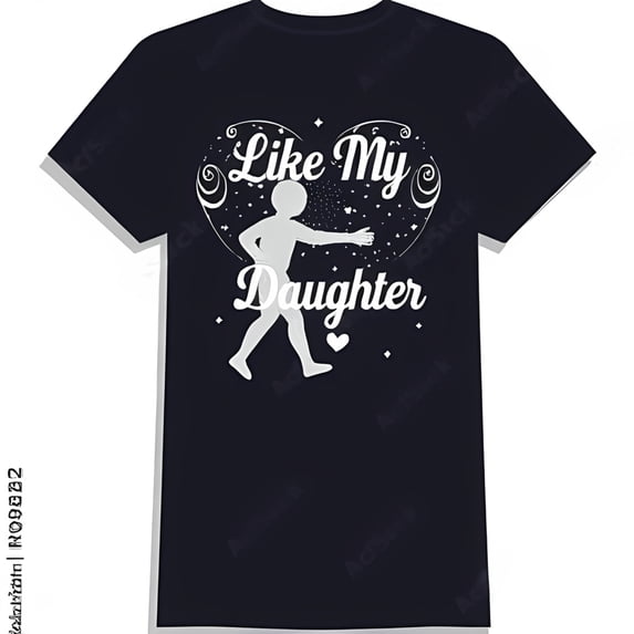 Black T-Shirt with Heart Graphic Like My Daughter Design