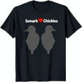 Black TShirt with Heart Symbol & 'Imark Chickles' Text Above Two