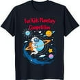 Black TShirt with Holding Ring Around Blue Fun Space Design