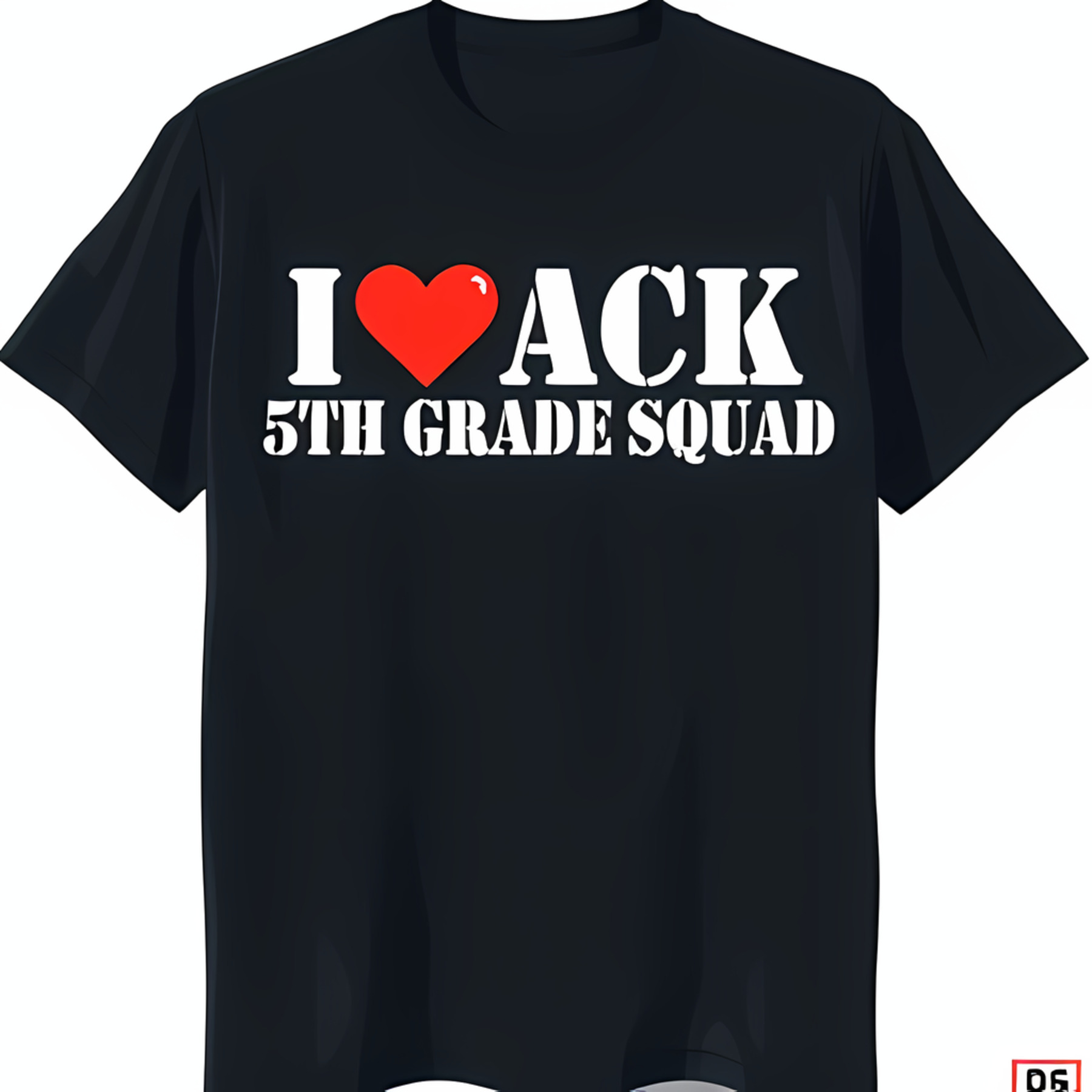 Black TShirt with 'I Love ACK 5TH GRADE SQUAD' Design for 5th Graders