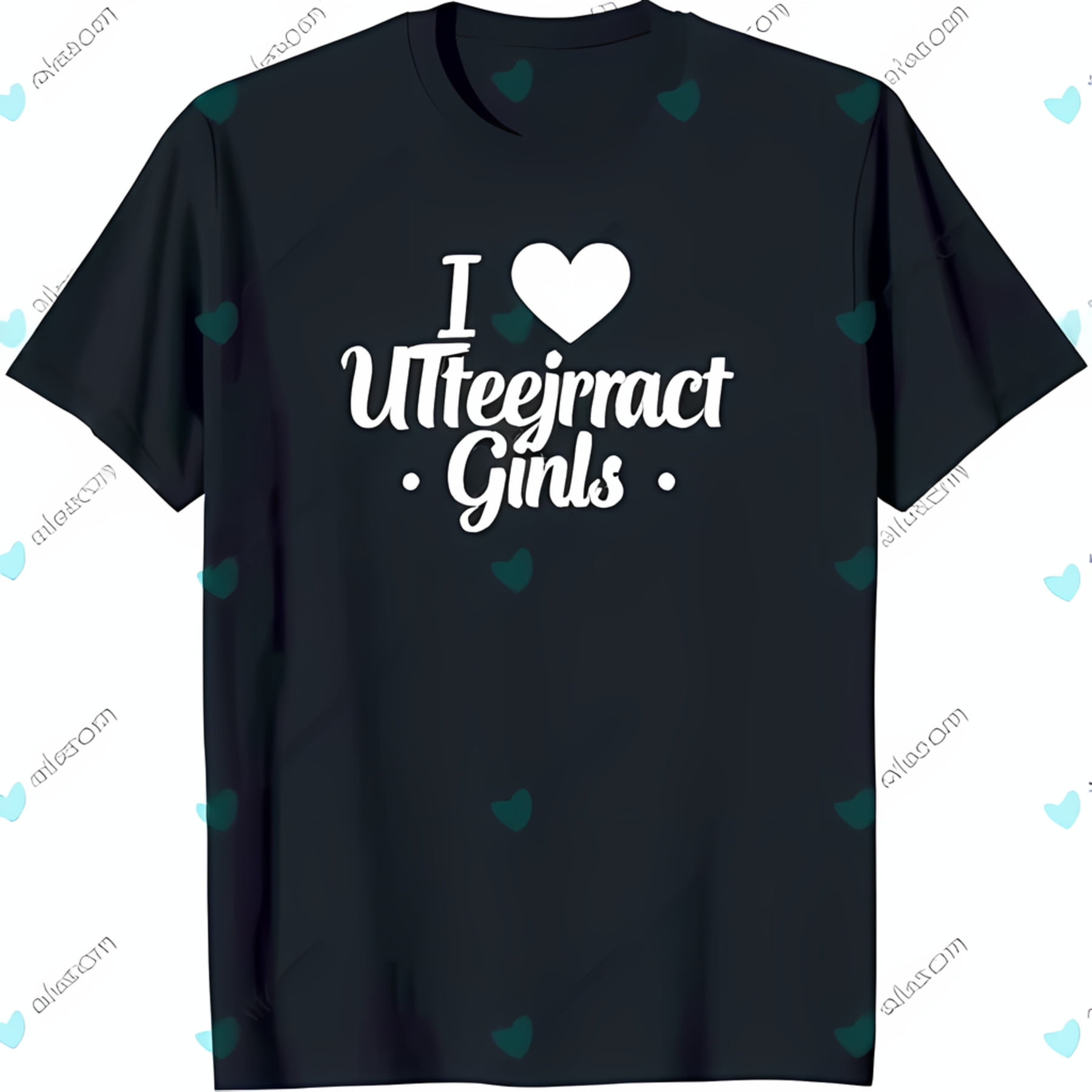 Black TShirt with 'I Uteejrract ' Print and White Heart Design