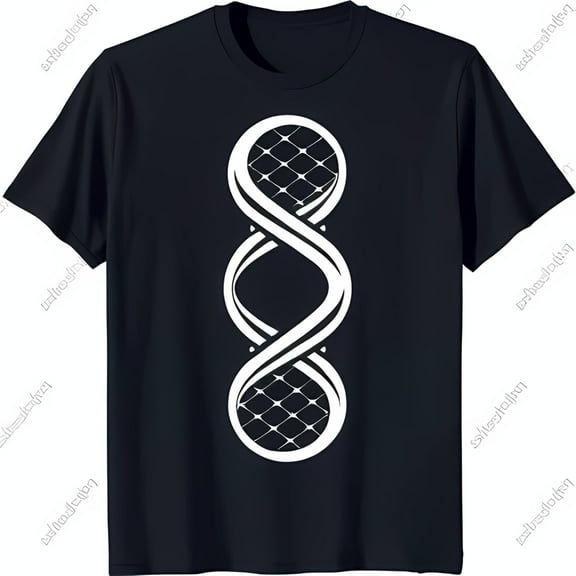 Black T-Shirt with Interwoven Symbol Design Unique Pattern Art