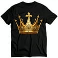 thumbnail image 1 of Black T-Shirt with Intricate Gold Crown Graphic Luxurious Design, 1 of 5