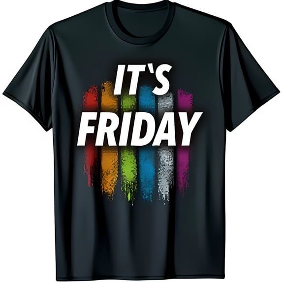 Black T-Shirt with It's Friday Text and Design
