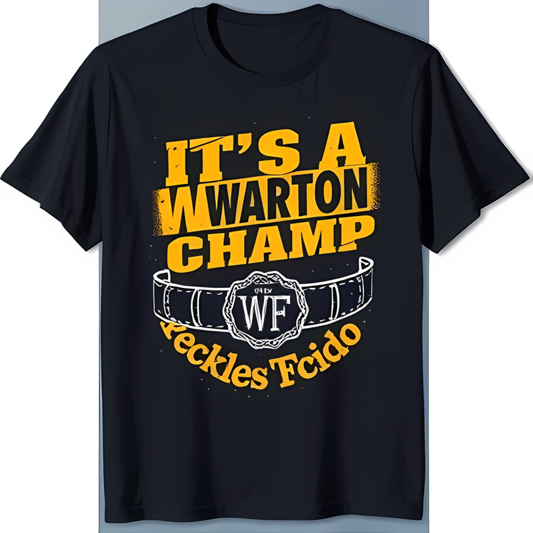 Black TShirt with 'It's a Wharton ' Graphic & Belt Design