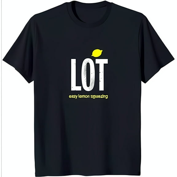 Black T-Shirt with 'LOT Easy Lemon Squeezing' Graphic & Lemon Design