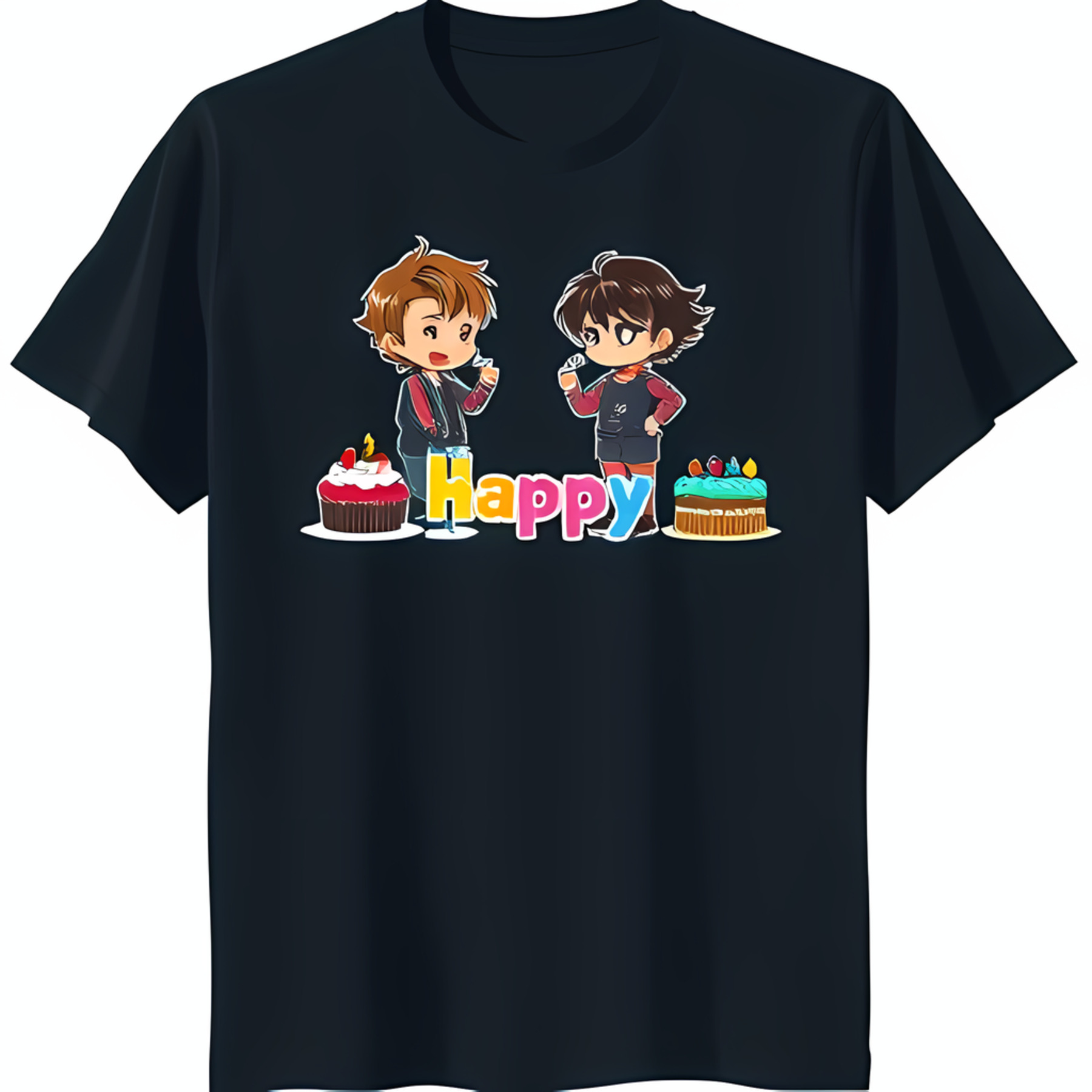 Black TShirt with 'MIDGE' Design & Gold 'Sellia' Script