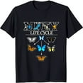 Black TShirt with 'MUTHA LIFE CYCLE' Butterfly Diagram Graphic Design