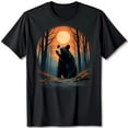 thumbnail image 1 of Black T-Shirt with Majestic Black Bear Graphic and Full Moon Design, 1 of 5