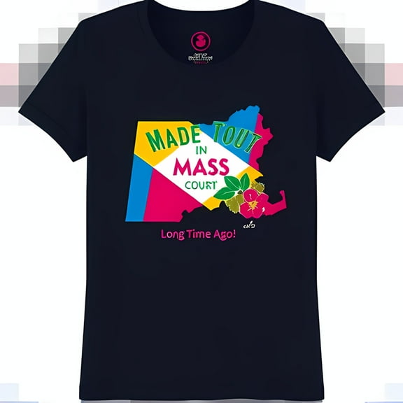 Black T-Shirt with Massachusetts Graphic & 'Long Ago ' Text Unique Design