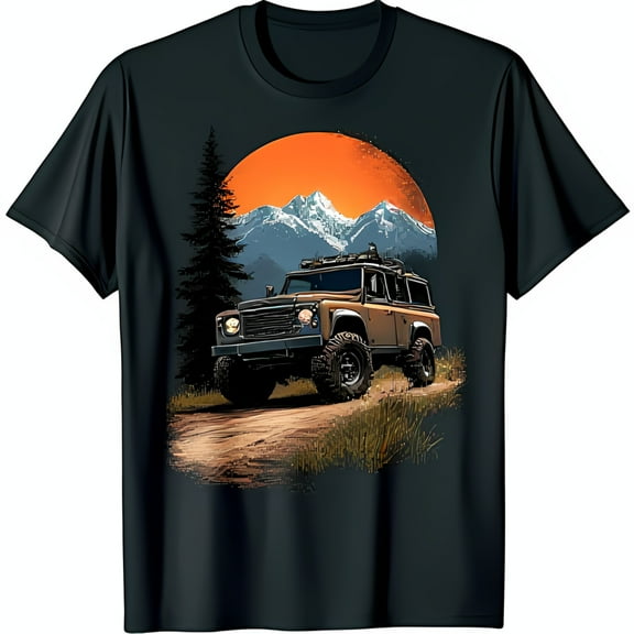 Black T-Shirt with Mountain Graphic