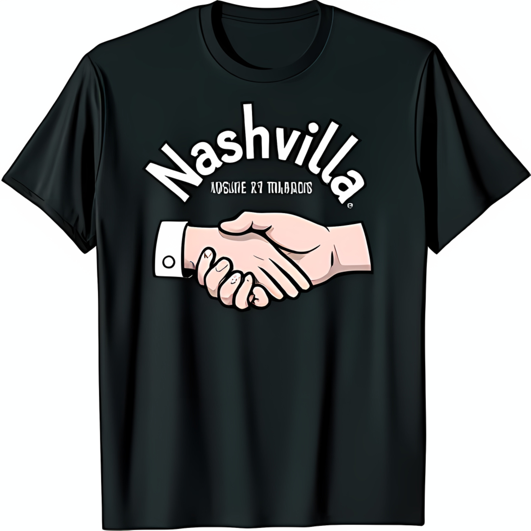 Black T-Shirt with Nashville Design Hands Shaking & A Handshake 27 ...