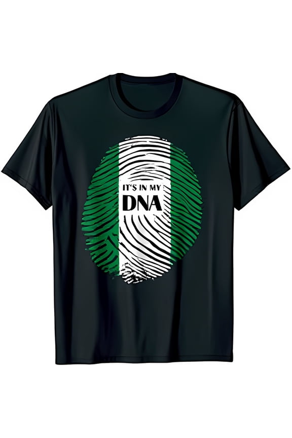 Black T-Shirt with Nigerian Fingerprint Graphic It s in My DNA