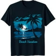 Black TShirt with Nighttime Beach Scene Trees & Full Moon 'Beach