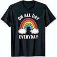 thumbnail image 1 of Black T-Shirt with 'On All Day Everyday' Graphic & Colorful Design, 1 of 5