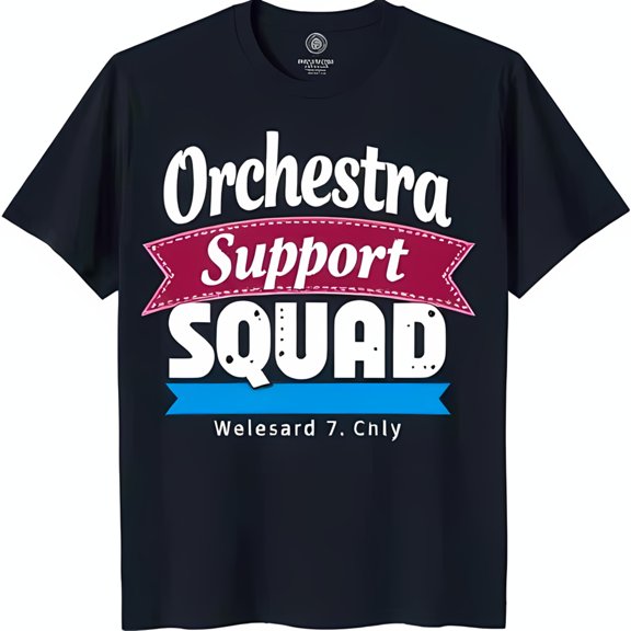 Black T-Shirt with 'Orchestra Support Squad' Graphic & Welesard 7 Design