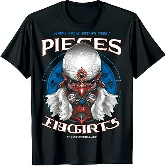 Black T-Shirt with Otherworldly Creature Graphic Wings & Band Pieces