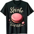 thumbnail image 1 of Black T-Shirt with Pink Design and Gold Script Shinte timas Cute Heart Accents, 1 of 5