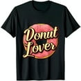 thumbnail image 1 of Black T-Shirt with Pink Donut Graphic & Donut Lover Text Fun & Playful Design, 1 of 5