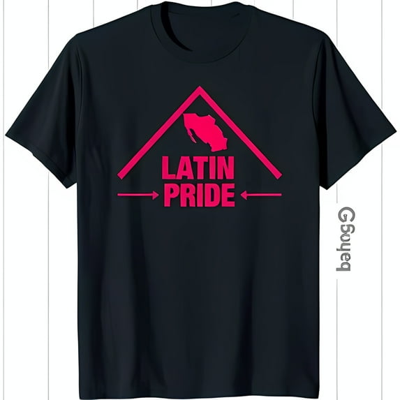 Black T-Shirt with Pink Graphic 'LATIN PRIDE' & Latin Map