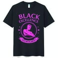 thumbnail image 1 of Black T-Shirt with Pink Graphic Print: 'BLACK EXCELLENCE' & 'ENCWERLMENT' with Rope Circle Design, 1 of 5