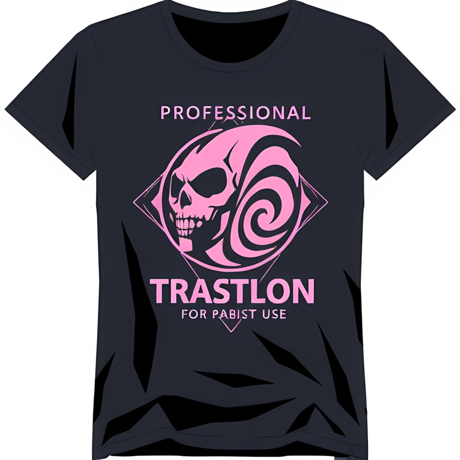 Black TShirt with Pink Graphic and Swirl Design Unique Style