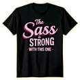 thumbnail image 1 of Black T-Shirt with Pink Handwritten Style Inscription: 'The is STRONG WITH THIS ONE ', 1 of 5