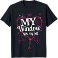 thumbnail image 1 of Black T-Shirt with Pink Heart Design 'My Window You My Hell' Graphic Tee, 1 of 5