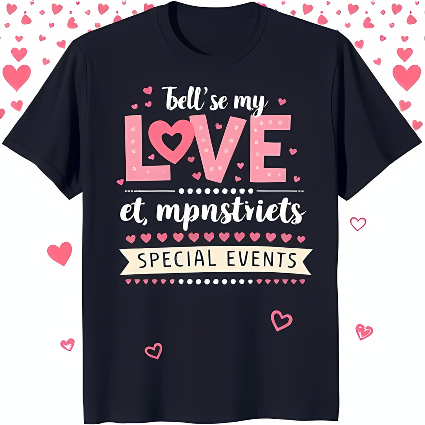 Black TShirt with Pink Heart Graphic & 'Bell's se my love mpnsttriets
