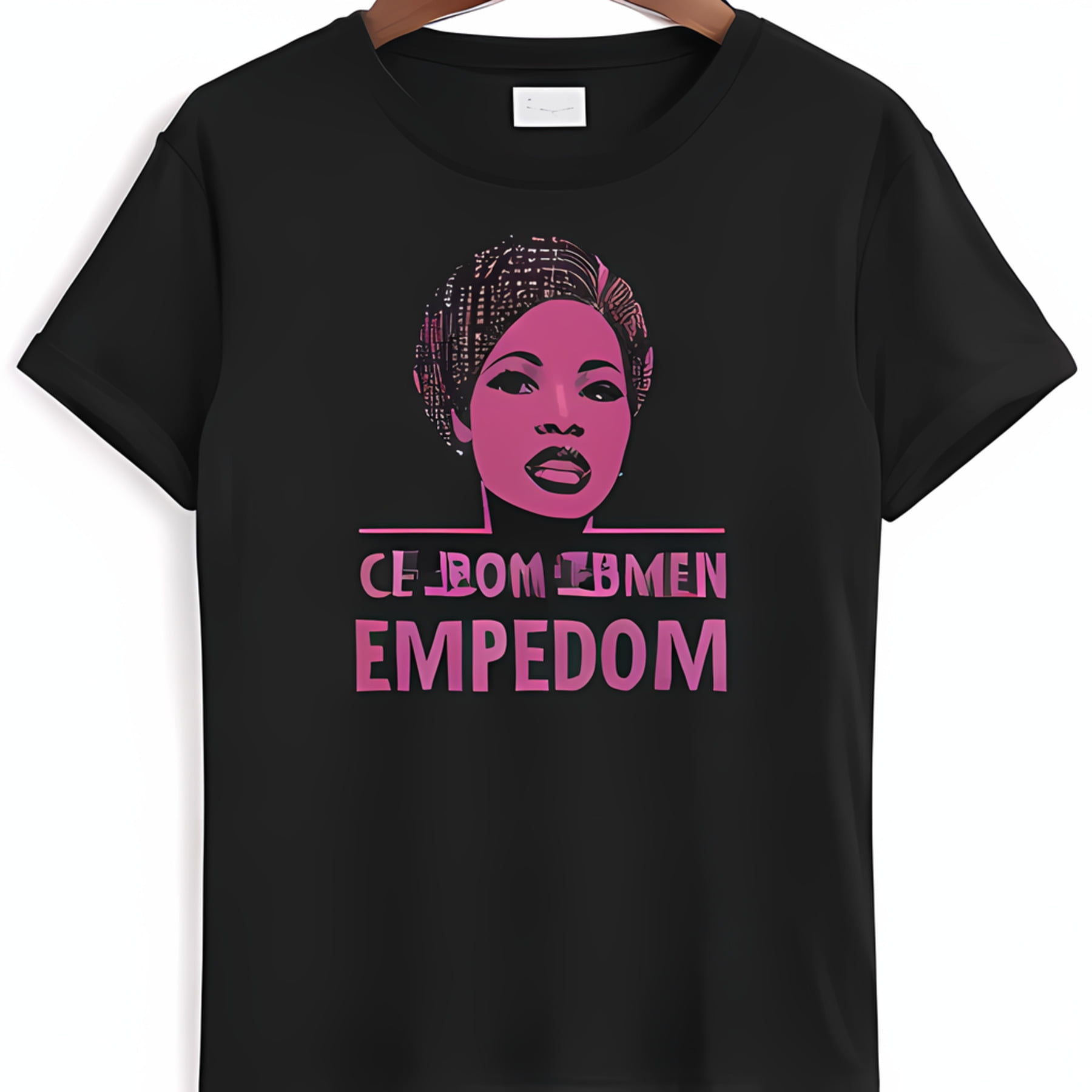 Black T-shirt With Pink 'pendom Em' Text And Vector Style Logo Campus 