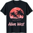 Black TShirt with Pink Sunset and Tree 'Adam West' Design