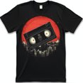Black TShirt with Pixelated Red Sun Rising Over City & VHS Tape