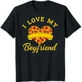 Black TShirt with Pizza Heart Design 'I Love My Boyfriend' in Yellow