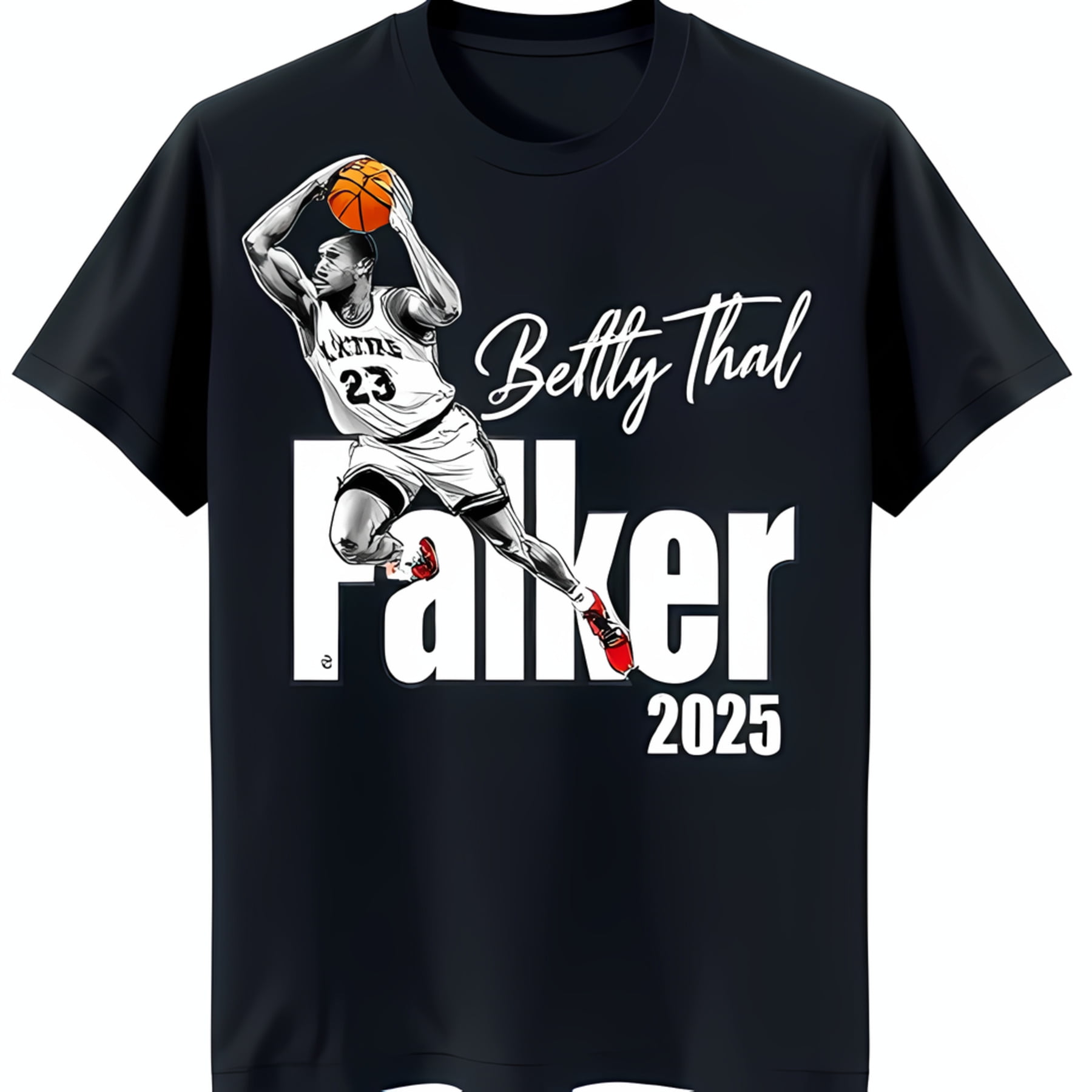 Black TShirt with Player Graphic ' Thal ' 2025 Design
